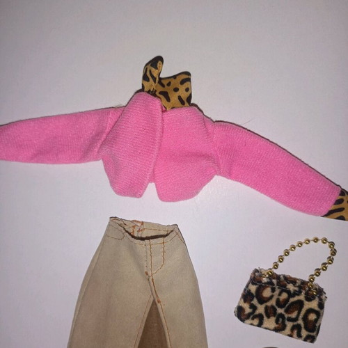 Barbie clothes and accessories set used with animal print details