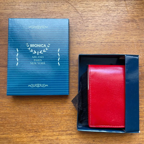 Bronica wallet red leather new with box