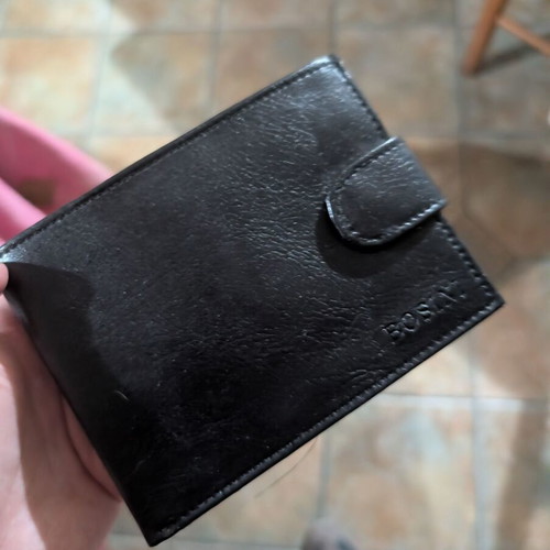Bossini black leather wallet, deadstock