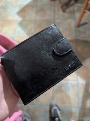 Bossini black leather wallet, deadstock