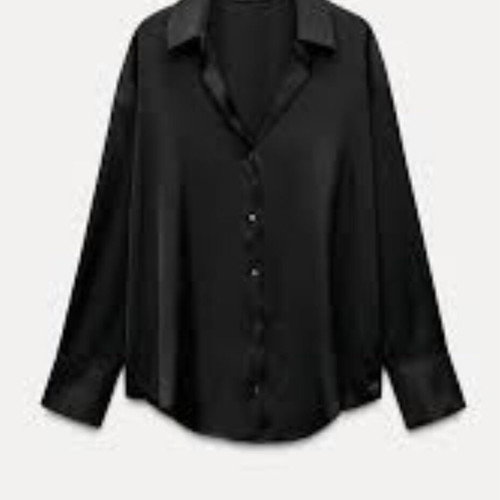 Zara long black satin shirt new without tag XS/S