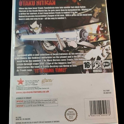 No More Heroes Nintendo Wii game used, complete