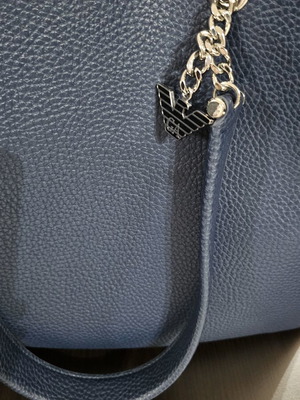 Emporio Armani shoulder bag like new, navy blue synthetic leather