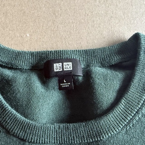 Uniqlo Wool Pullover men's sweater used, size M, green, 100% wool
