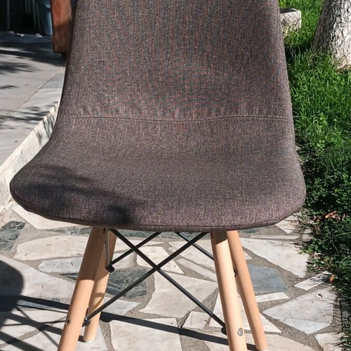 Soft dining chair in Eames style like new, brown fabric