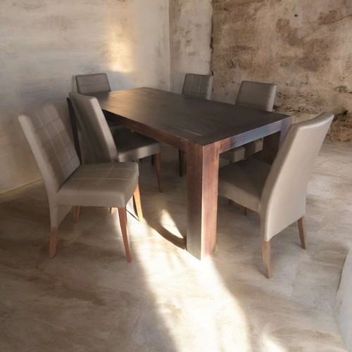 Monastic dining set new with 6 chairs chestnut wood