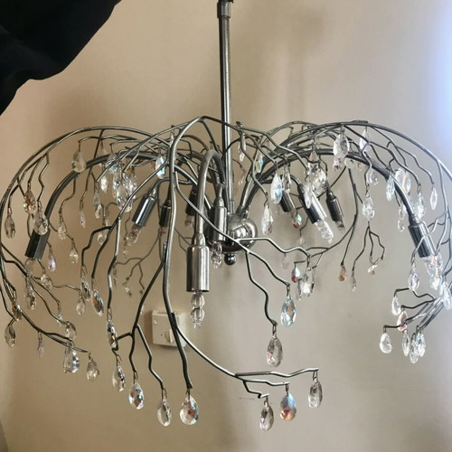 Luxury ceiling light with Swarovski crystals like new, silver color