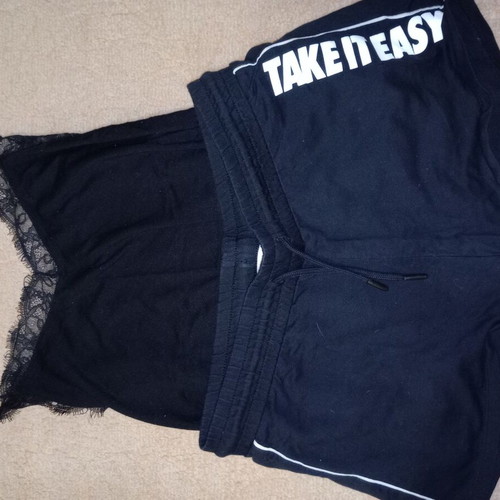 Set of black lace top and shorts unused