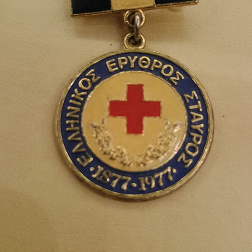 Red Cross Medal 1877-1977 like new, commemorative bronze enamel
