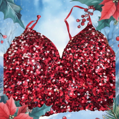 Evening bustier like new, red with gold details