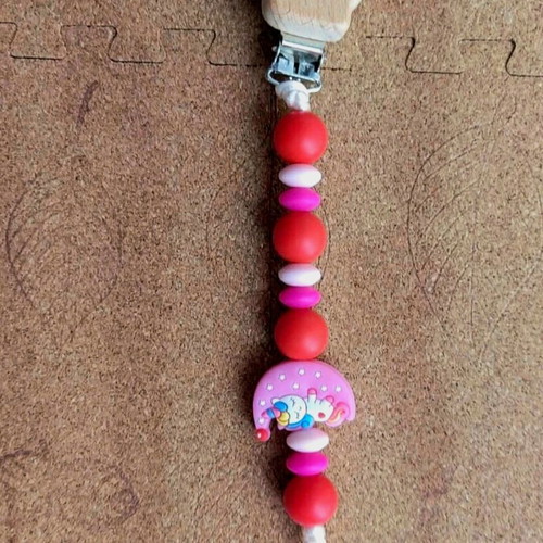 Unicorn Pacifier Clip new, handmade with BPA free silicone beads