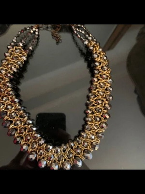 Gold necklace with stones new, gray and gold