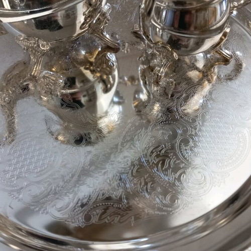 Silver-plated miniature tea set new in its box