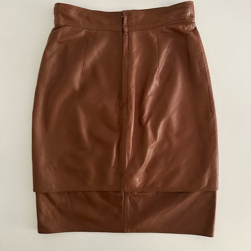 Gianni Versace vintage 90s genuine leather skirt like new, brown