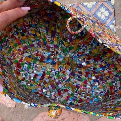 Handmade bag from magazine unused