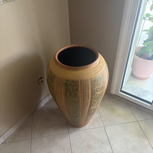 Clay vase with glass like new