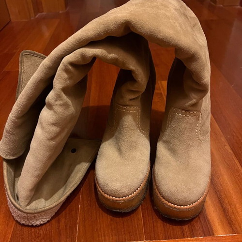 See by Chloe beige suede women's boots used with inner fur, platform