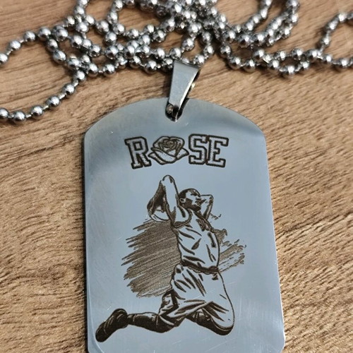 Derrick Rose men's pendant new, silver stainless steel dog tag