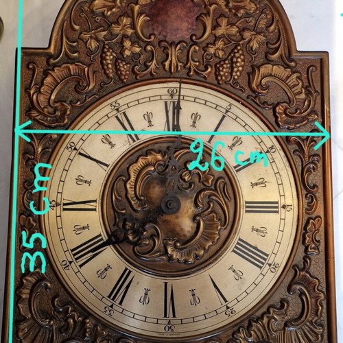 Mechanical wall clock with pendulum and weights, vintage, Schmeckenbecher