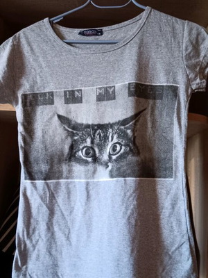 Printed blouse gray, slim fit, new, size S