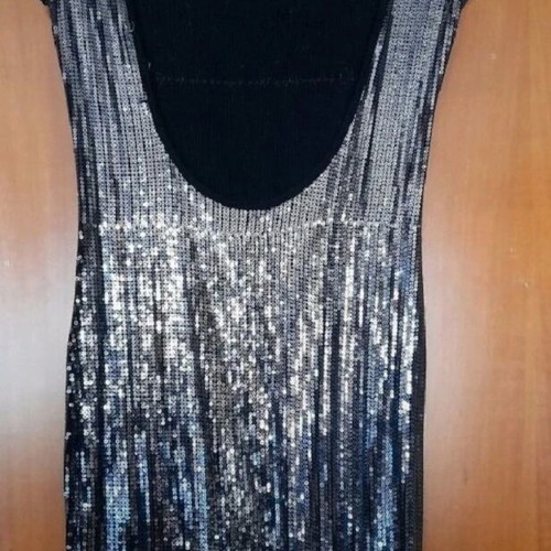 Evening mini dress with silver sequins like new