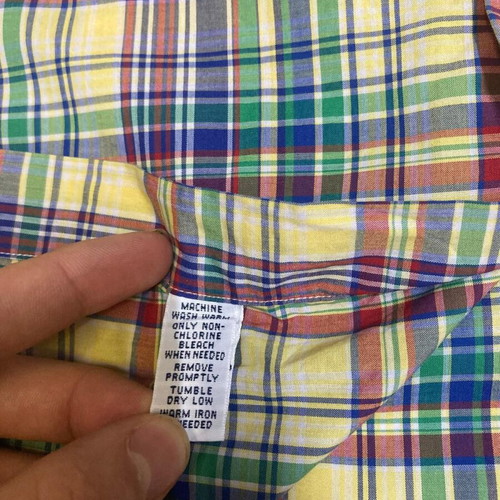 Ralph Lauren Y2K 90s Fun Oxford Yellow Blocked Short Sleeve Shirt XL