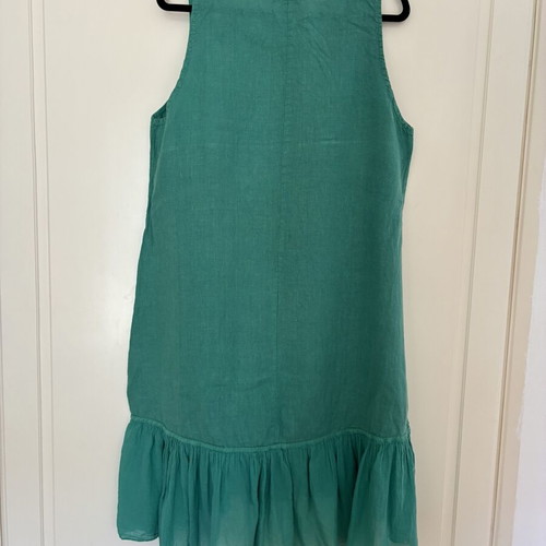 Puro Lino Italian Linen Midi Dress emerald green, like new