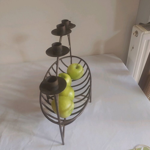 Metal handmade 5-candle candlestick new with fruit holder