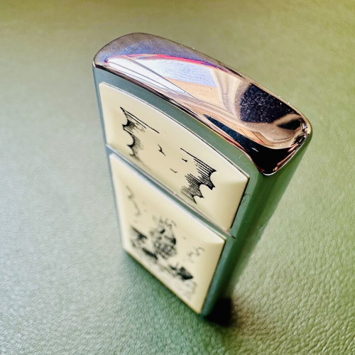 Zippo Slim Scrimshaw Ship lighter, 1999