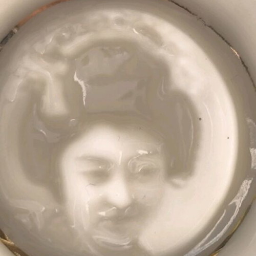 Kutani porcelain cups used with lithographs and gold decoration