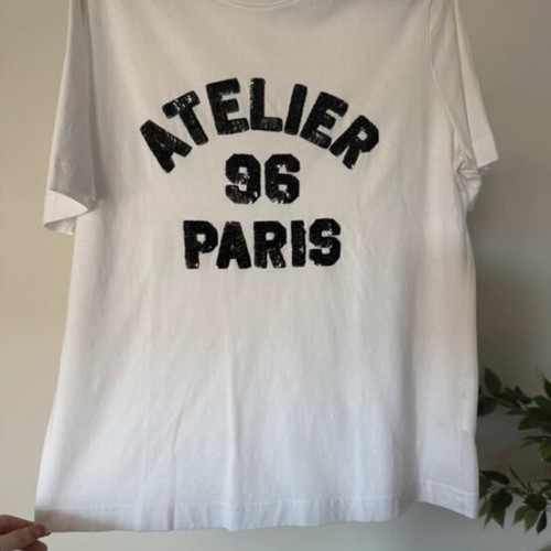 H&M T-shirt size L with sequins, black and white