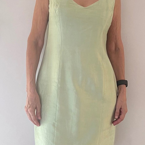 Escada 100% silk linen dress, green, made in Germany