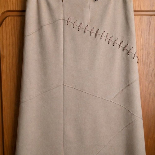 Inne Suède beige midi skirt with asymmetrical design like new