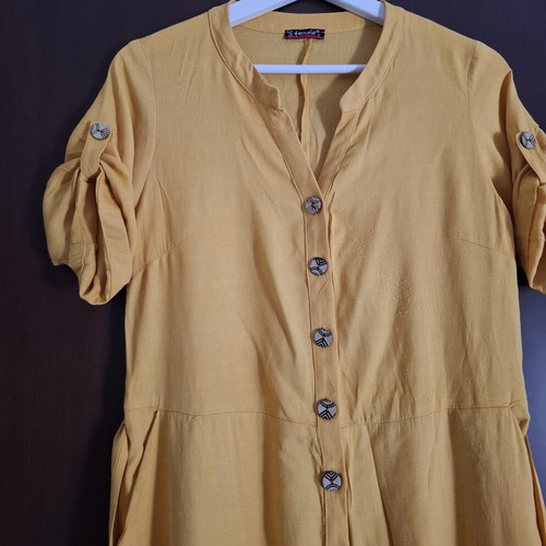 Only linen summer dress used, yellow, size M