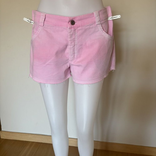 Regalinas pink denim shorts like new, size L, fringed