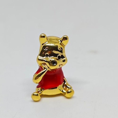 Disney Winnie the Pooh Charm pendant, like new, gold plated with red enamel
