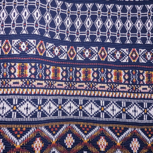 Knit dress with ethnic pattern navy size S 38 like new
