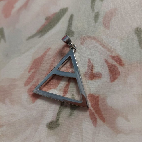 Triangle pendant for necklace used, silver