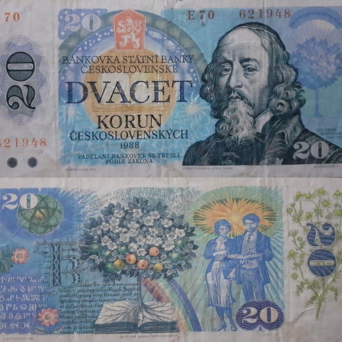 Czechoslovakia 20 Korun banknote 1988 used