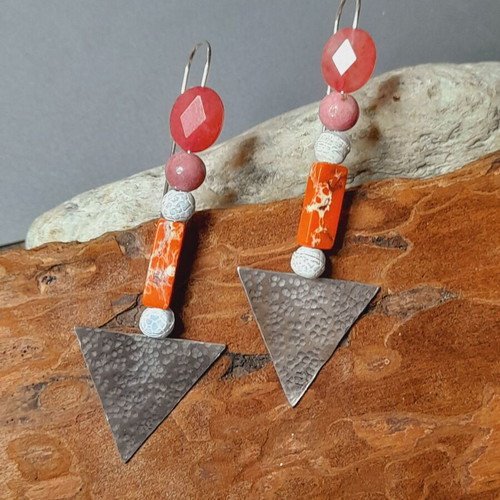 Handmade silver earrings 925 with semi-precious stones, new