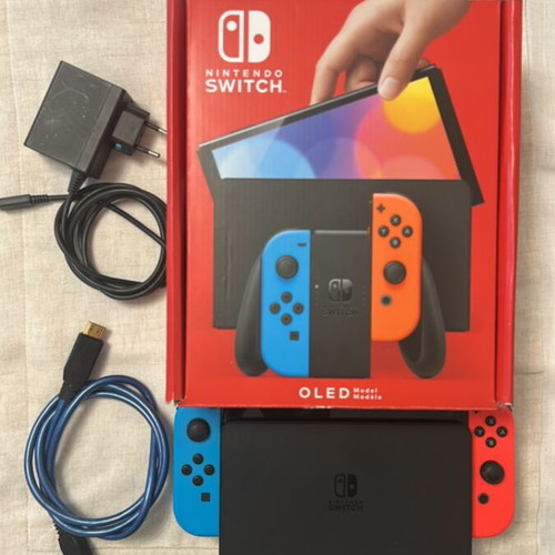 Nintendo Switch OLED 64GB console, Neon Blue and Neon Red