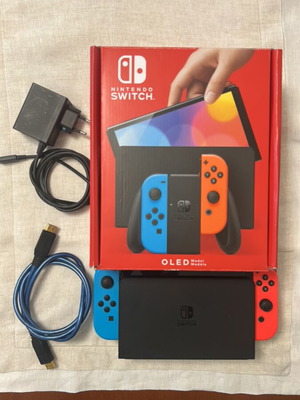Nintendo Switch OLED 64GB console, Neon Blue and Neon Red