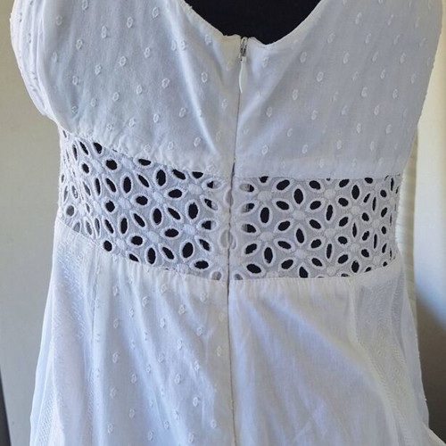 White Boho Dress with Embroidery and Lace, Like New, Size XL