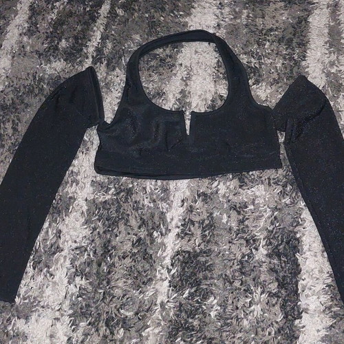 Shein sparkling blouse size S like new, black and silver