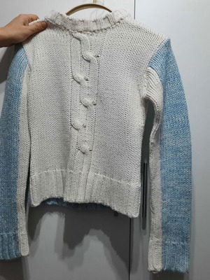 Girls' blouse like new, white and turquoise, size S
