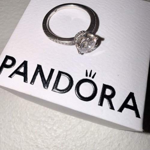 Pandora Solitaire Ring Silver 925 with CZ size 48 like new