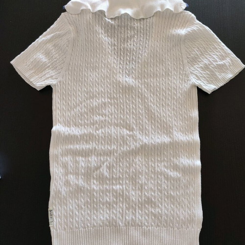 Armani Jeans short sleeve knit sweater white with navy blue detail like new