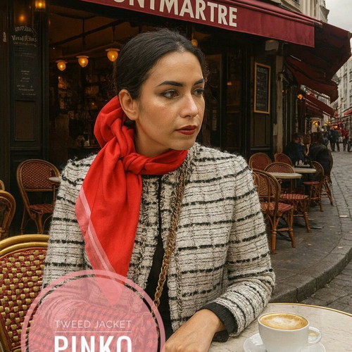 Pinko Tweed coat like new, black-white, Italian size 40