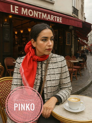 Pinko Tweed coat like new, black-white, Italian size 40