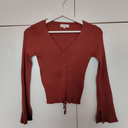 Rib cotton blouse small medium used, brick red